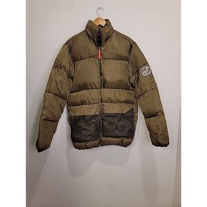 WESC Puffer Jacket Men's‎ Size Small Olive Green Cargo Utility Pockets EUC Vegan